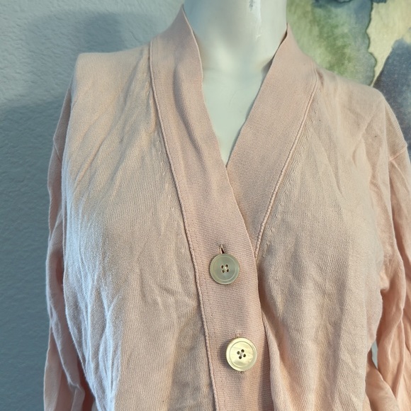 J Crew Light Pink Slub Cotton V-Neck Cardigan - Picture 4 of 7